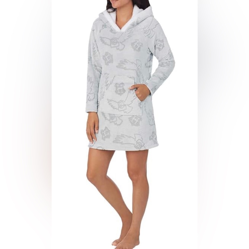 Harry Potter‎ Hogwarts Hoody Gray Fleece Mini  Sweater Dress Size XL